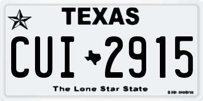 TX license plate CUI2915