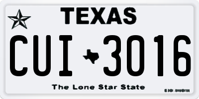 TX license plate CUI3016