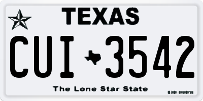 TX license plate CUI3542