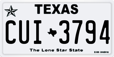 TX license plate CUI3794