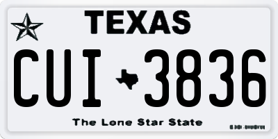TX license plate CUI3836