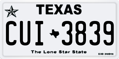 TX license plate CUI3839