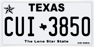 TX license plate CUI3850