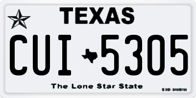 TX license plate CUI5305