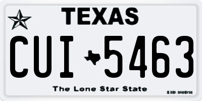 TX license plate CUI5463
