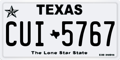 TX license plate CUI5767