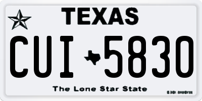 TX license plate CUI5830