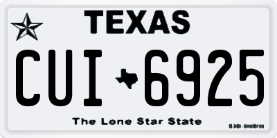 TX license plate CUI6925
