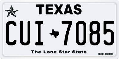 TX license plate CUI7085