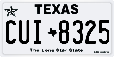 TX license plate CUI8325
