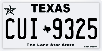 TX license plate CUI9325