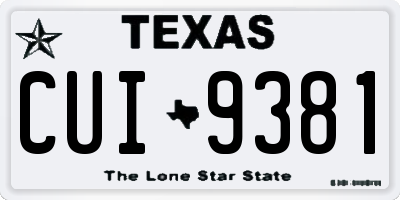 TX license plate CUI9381