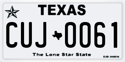 TX license plate CUJ0061