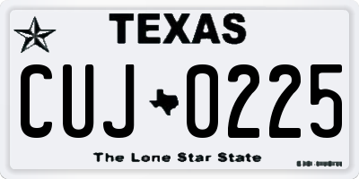 TX license plate CUJ0225