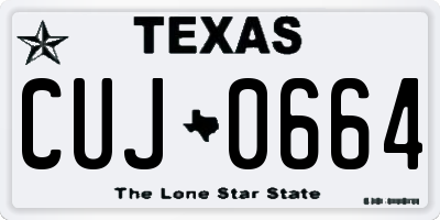 TX license plate CUJ0664