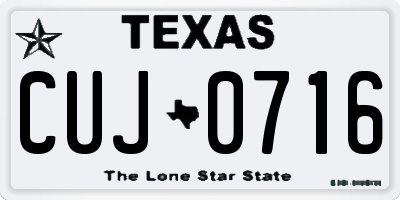 TX license plate CUJ0716