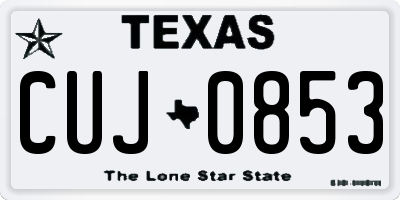 TX license plate CUJ0853