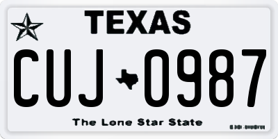TX license plate CUJ0987