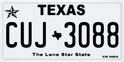 TX license plate CUJ3088