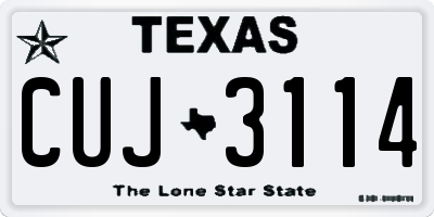 TX license plate CUJ3114