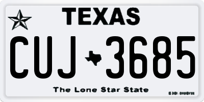 TX license plate CUJ3685