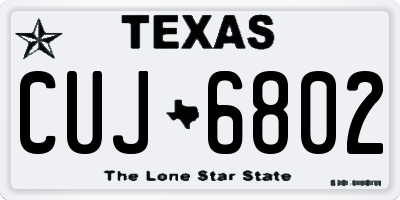 TX license plate CUJ6802