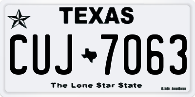 TX license plate CUJ7063