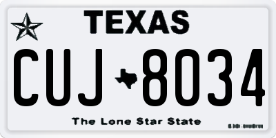 TX license plate CUJ8034
