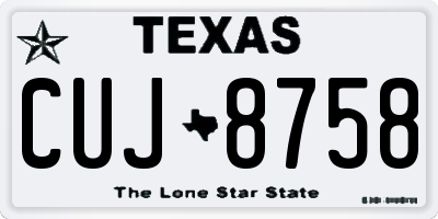 TX license plate CUJ8758