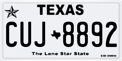 TX license plate CUJ8892