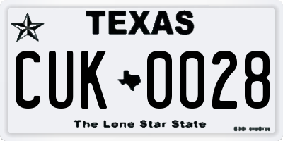 TX license plate CUK0028