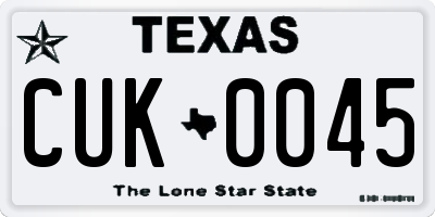 TX license plate CUK0045