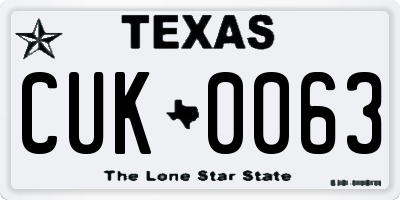 TX license plate CUK0063