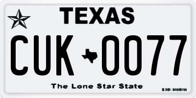 TX license plate CUK0077