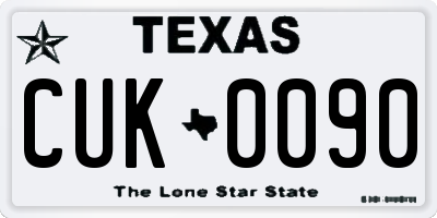 TX license plate CUK0090