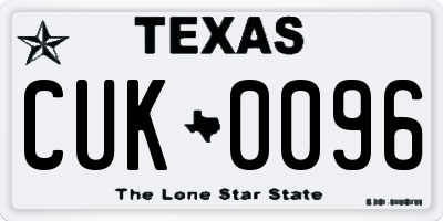 TX license plate CUK0096