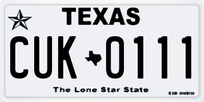 TX license plate CUK0111