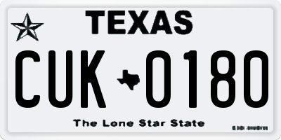 TX license plate CUK0180
