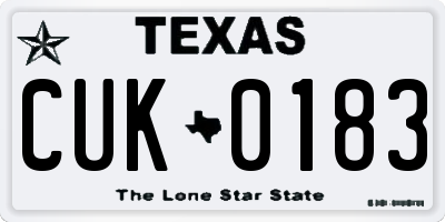 TX license plate CUK0183