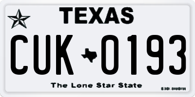 TX license plate CUK0193