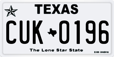 TX license plate CUK0196