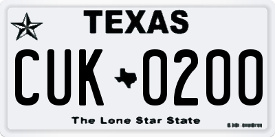 TX license plate CUK0200