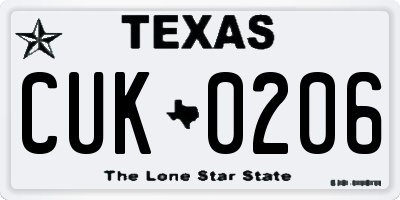 TX license plate CUK0206