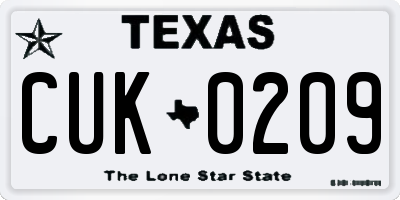 TX license plate CUK0209