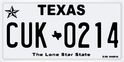 TX license plate CUK0214