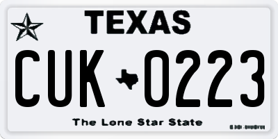 TX license plate CUK0223