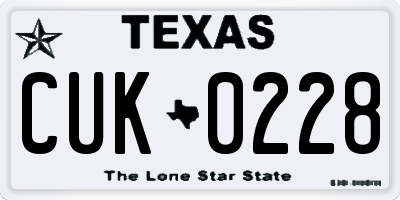 TX license plate CUK0228