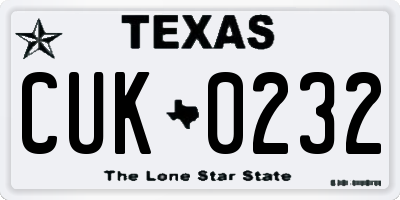 TX license plate CUK0232