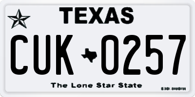 TX license plate CUK0257