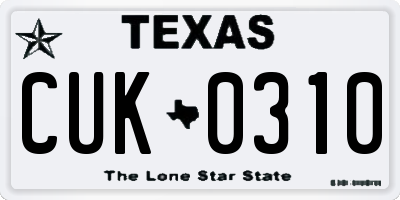 TX license plate CUK0310